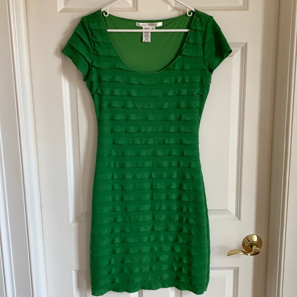 Max Studio Green Texture T-Shirt Dress